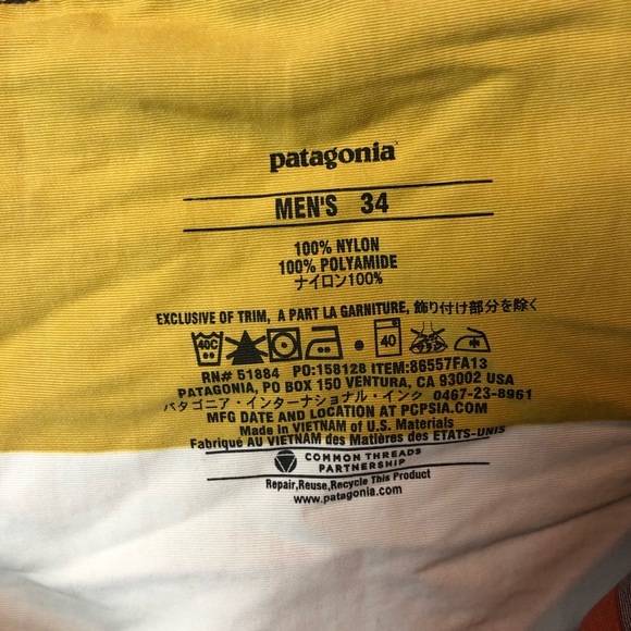 Patagonia Swim Trunks Mens 34 Stripes Blue White - Picture 4 of 6